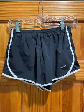 Nike Girls Size Large Black Athletic Dri-Fit Shorts with White Piping Drawstring